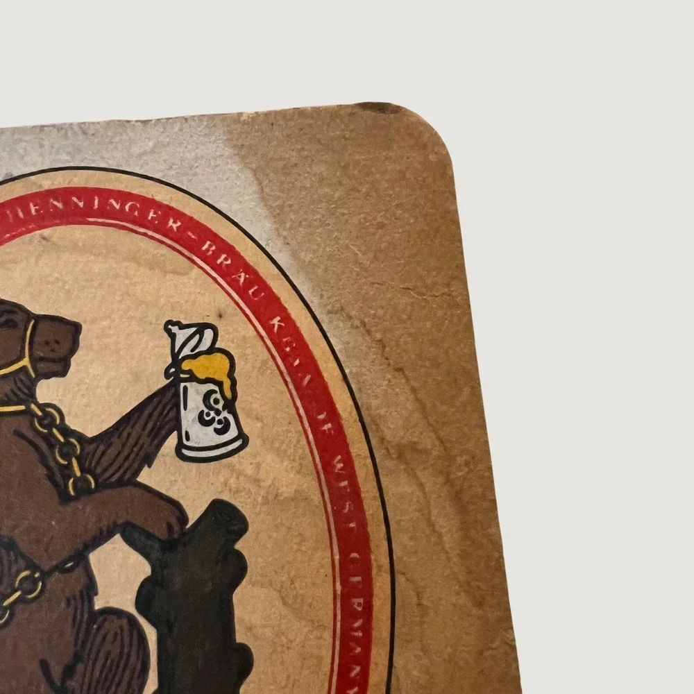 Hofmeister Beer Mat Tan Vintage George the Bear Lager Coaster‎ Advertising